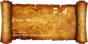 Paor Abád névjegykártya